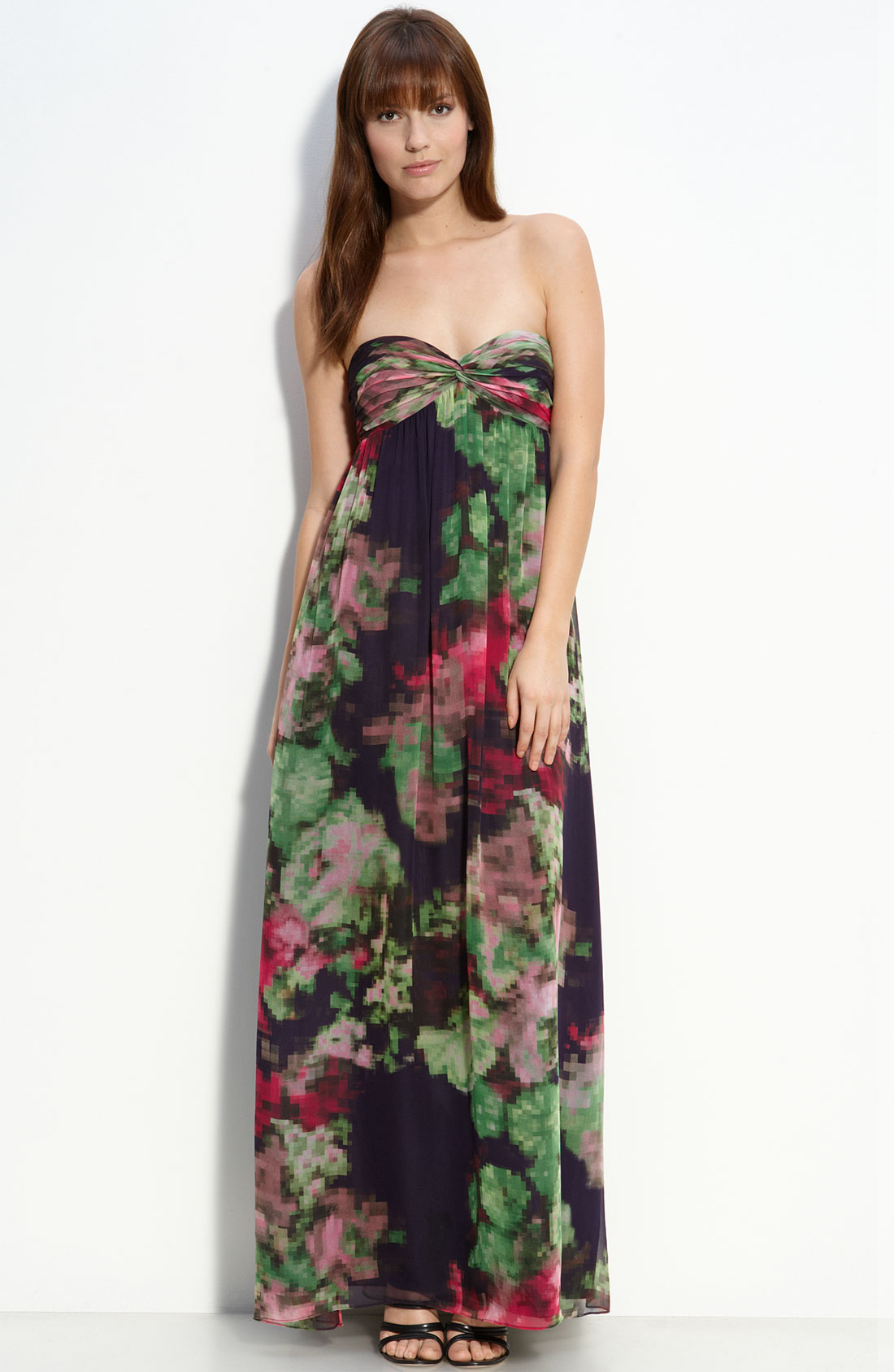 aidan mattox strapless embroidered gown