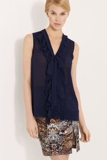 Blumarine Ruffled Tie Neck Blouse - Lyst