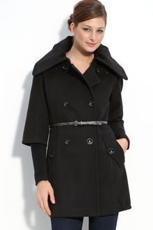 Calvin Klein Double Breasted Coat with Knit Sleeves - Lyst