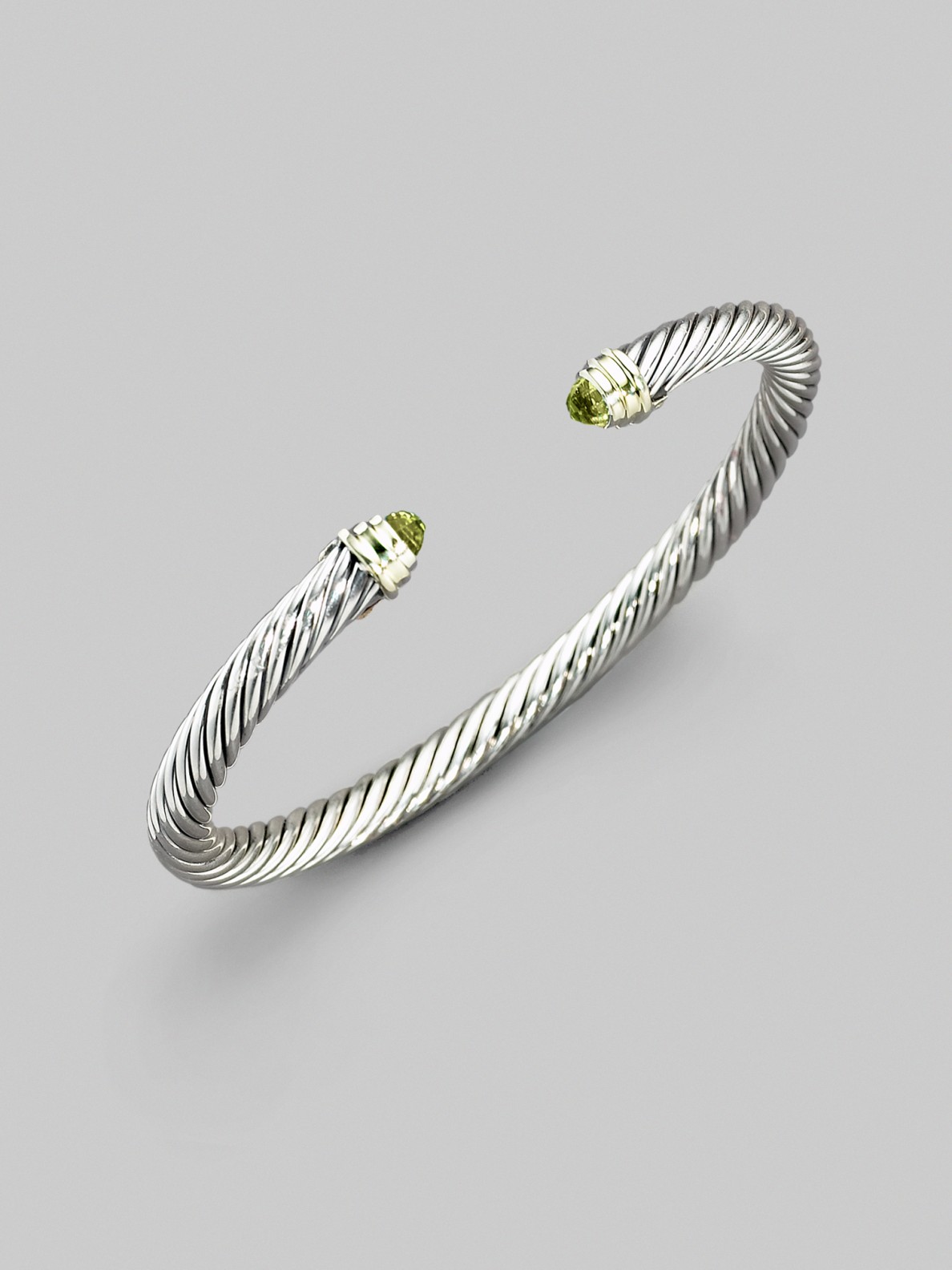 David Yurman Cable Classics Bracelet With Peridot And Gold In Silver Lyst 8391