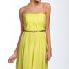 Donna Morgan Belted Chiffon Dress in Yellow (lemonade) - Lyst