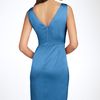 Donna Ricco Stretch Satin Sheath Dress in Blue (marine) - Lyst