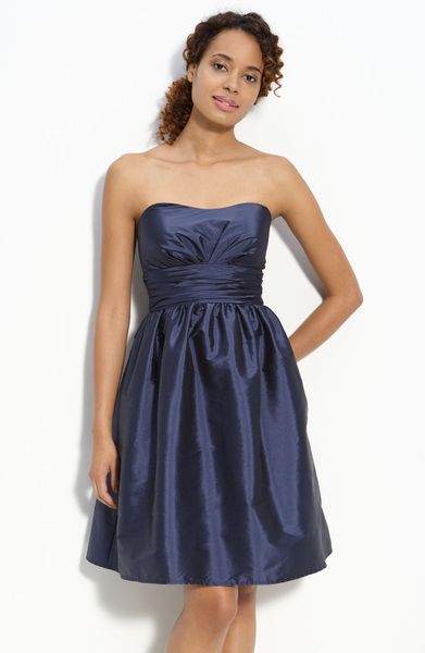 Eliza J Strapless Taffeta Dress in Blue (navy) - Lyst