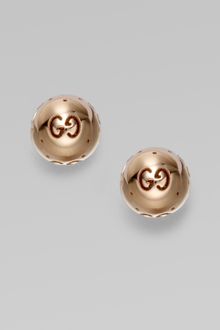 Gucci 18k Pink Gold Gg Stud Earrings - Lyst