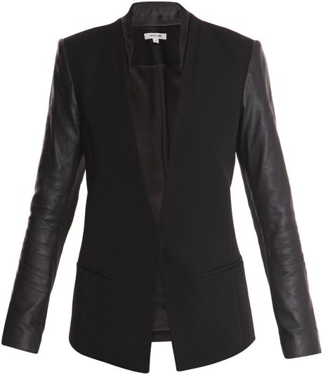 Helmut Lang Crux Wool and Leather Jacket in Black - Lyst