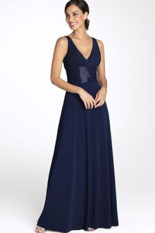 Js Boutique Beaded Waist Jersey Gown - Lyst