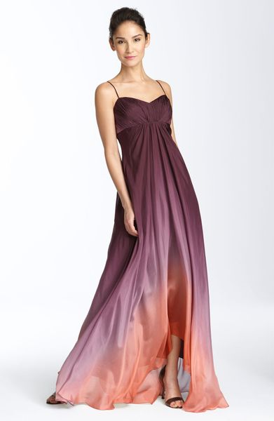 Js Collections Ombré Chiffon Gown in Purple (purple / orange) - Lyst