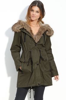 Laundry By Shelli Segal Faux Fur Trim Hooded Anorak - Lyst