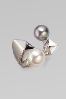 Majorica 11mm & 12mm White & Gray Pearl Sterling Silver Ring - Lyst