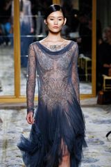 Marchesa Spring 2012 Sheer Blue Drop-Waisted Dress