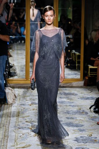 Marchesa Spring 2012 Blue Chiffon Gown - Lyst