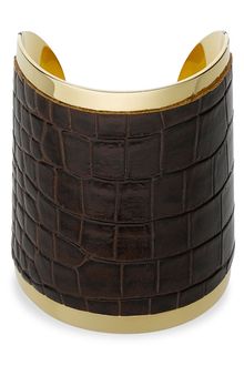 Michael by Michael Kors Michael Kors Large Embossed Leather Cuff - Lyst