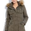 Miss Sixty Knit Trim Anorak with Faux Fur Trim in Green (army green) - Lyst