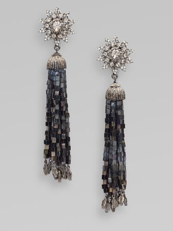 Oscar de la Renta Crystal Accented Tassel Earrings - Lyst