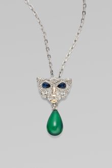 Oscar de la Renta Pavé Panther Brooch Necklace - Lyst