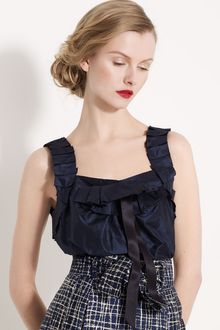 Oscar de la Renta Ruffled Silk Top - Lyst