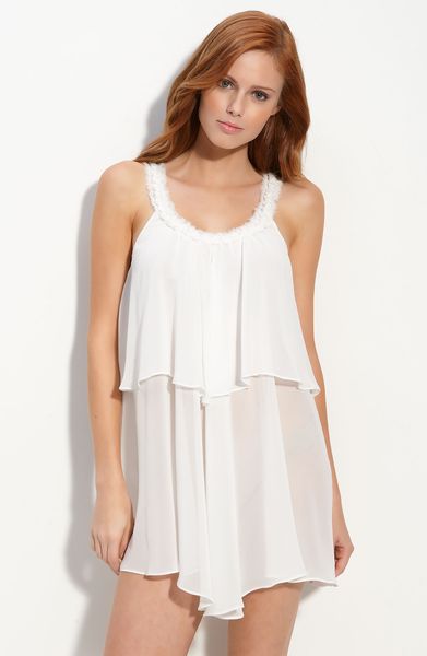 Oscar De La Renta Draped Chiffon Chemise in White (pearl) - Lyst