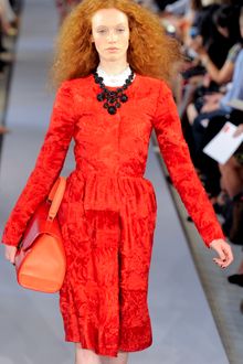 Oscar de la Renta Spring 2012 Demure Red Dress - Lyst