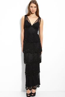Pisarro Nights Beaded Mesh Tiered Gown - Lyst