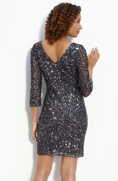 pisarro nights sequin mesh gown