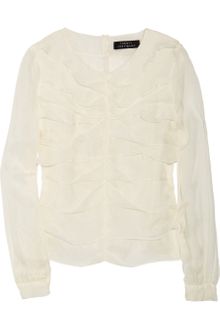 Robert Rodriguez Pleat-front Silk-chiffon Blouse - Lyst