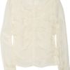 Robert Rodriguez Pleatfront Silkchiffon Blouse in White - Lyst