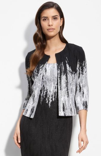 St. John Evening Embellished Dégradé Jacquard Knit Jacket - Lyst