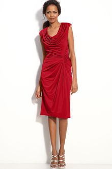 Tadashi Shoji Ruched Cowl Neck Matte Jersey Dress - Lyst