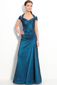 Tadashi Shoji Ruched Taffeta Fishtail Gown - Lyst
