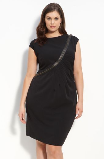 Taylor Dresses Zip Front Ponte Knit Dress (plus) - Lyst