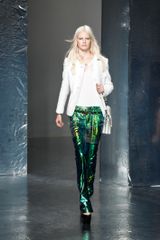 Theyskens' Theory Spring 2012 Green & Blue Metallic Pants