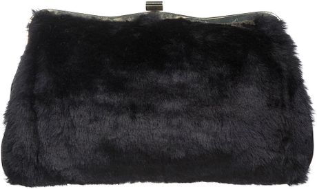 black fur clutch purse