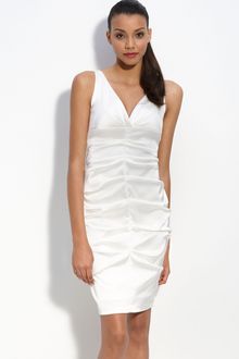 Xscape Ruched Stretch Satin Sheath Dress - Lyst