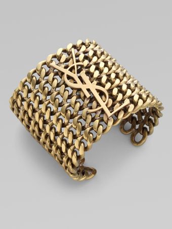 Yves Saint Laurent Signature Structured Chain Cuff Bracelet - Lyst