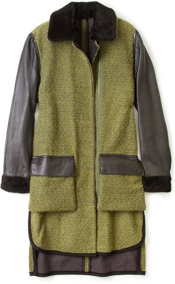  Combo Fabric Fur Collar Coat 