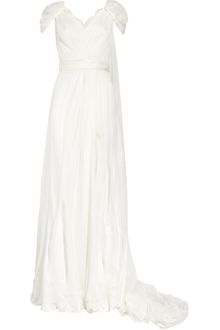 Alberta Ferretti Lace-trimmed Silk-chiffon Gown - Lyst