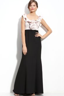 Js Collections Ruffle Trim Satin & Crepe Gown - Lyst
