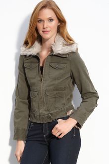Lucky Brand Air Bomber Jacket with Detachable Faux Fur Collar - Lyst