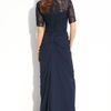 Tadashi Shoji Beaded Ruched Chiffon & Mesh Gown in Blue (navy) - Lyst