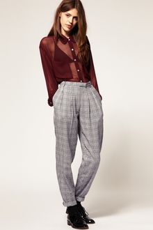 ASOS Collection Asos High Waist Check Peg Trousers - Lyst
