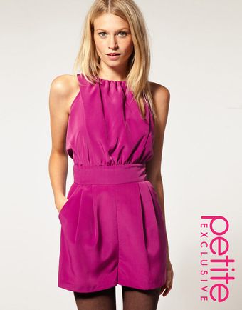 ASOS Collection Asos Petite Exclusive Playsuit with Pleat Neck Detail - Lyst