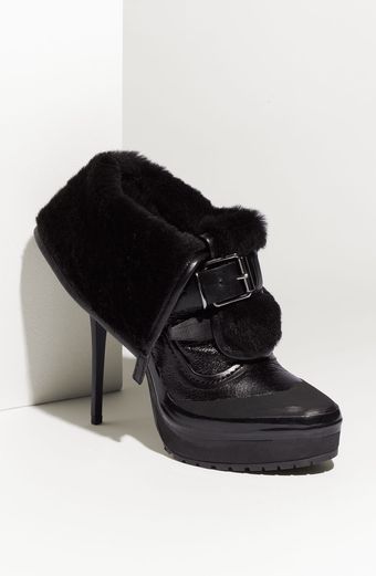 Burberry Leather & Genuine Shearling Bootie - Lyst
