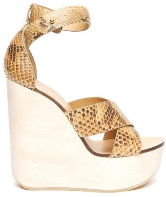 Chloé Snake Wedge Sandal - Lyst
