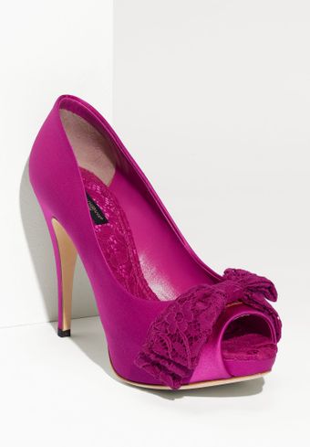 Dolce & Gabbana Lace Bow Satin Pump - Lyst