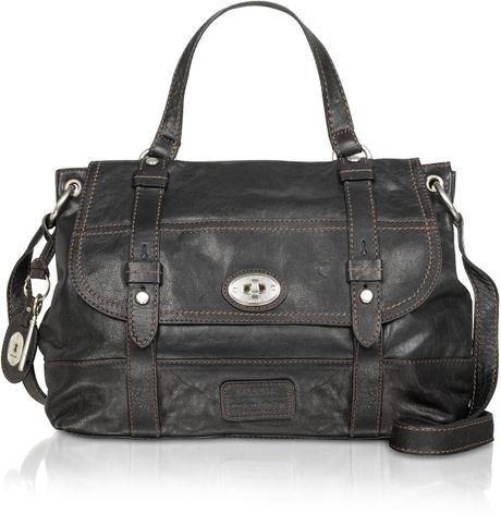 fossil black messenger bag