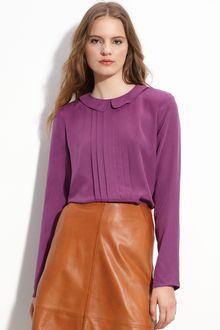 Leith Pleated Washed Silk Blouse - Lyst