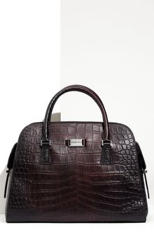 Michael Kors Gia Croc Embossed Leather Top Handle Satchel - Lyst
