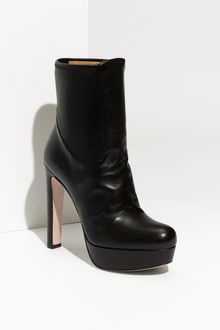 Miu Miu Leather Platform Bootie - Lyst