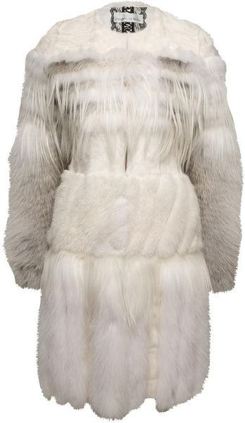 Prabal Gurung Mixed Fur Coat in White - Lyst