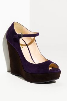Prada Suede Platform Wedge - Lyst